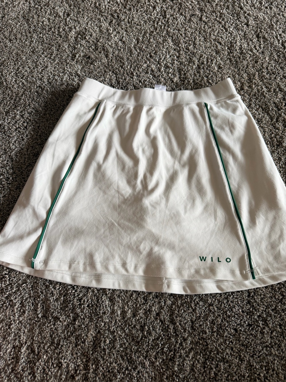 Women's White Athletic Skort with Green Trim WILO